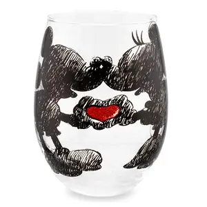 Disney Mickey and Minnie Sketchbook Stemless Wine Glass | Holds 20 Ounces