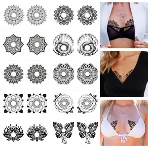 10pcs clavicle temporary tattoos, mandala and butterfly patterns, multifunctional body art stickers, waterproof and easy to peel temporary tattoos