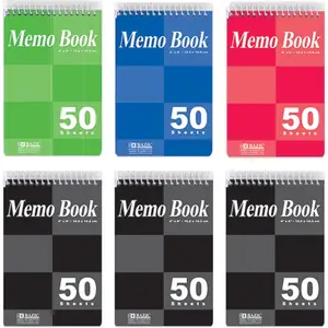 Small Notebook Memo Size Pad, 4"x6" Spiral Top Bound, 50 Sheets Wirebound Pocket Personal Notebooks, Assorted Color, Total 48 Count