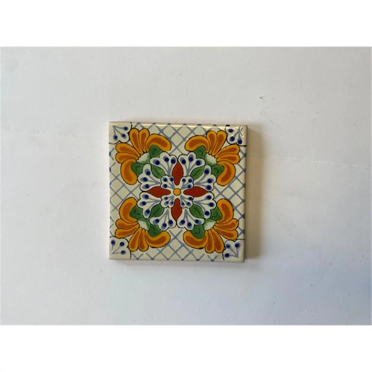 212 MAIN Handmade Square 4x4 in. 1/4" Nominal Double-Fired Natural Clay Mexican Decorative Tiles, L121 4-Pack, Brings Color to Space, Suitable for Indoor/Outdoor Use, Both Indoor/Outdoor