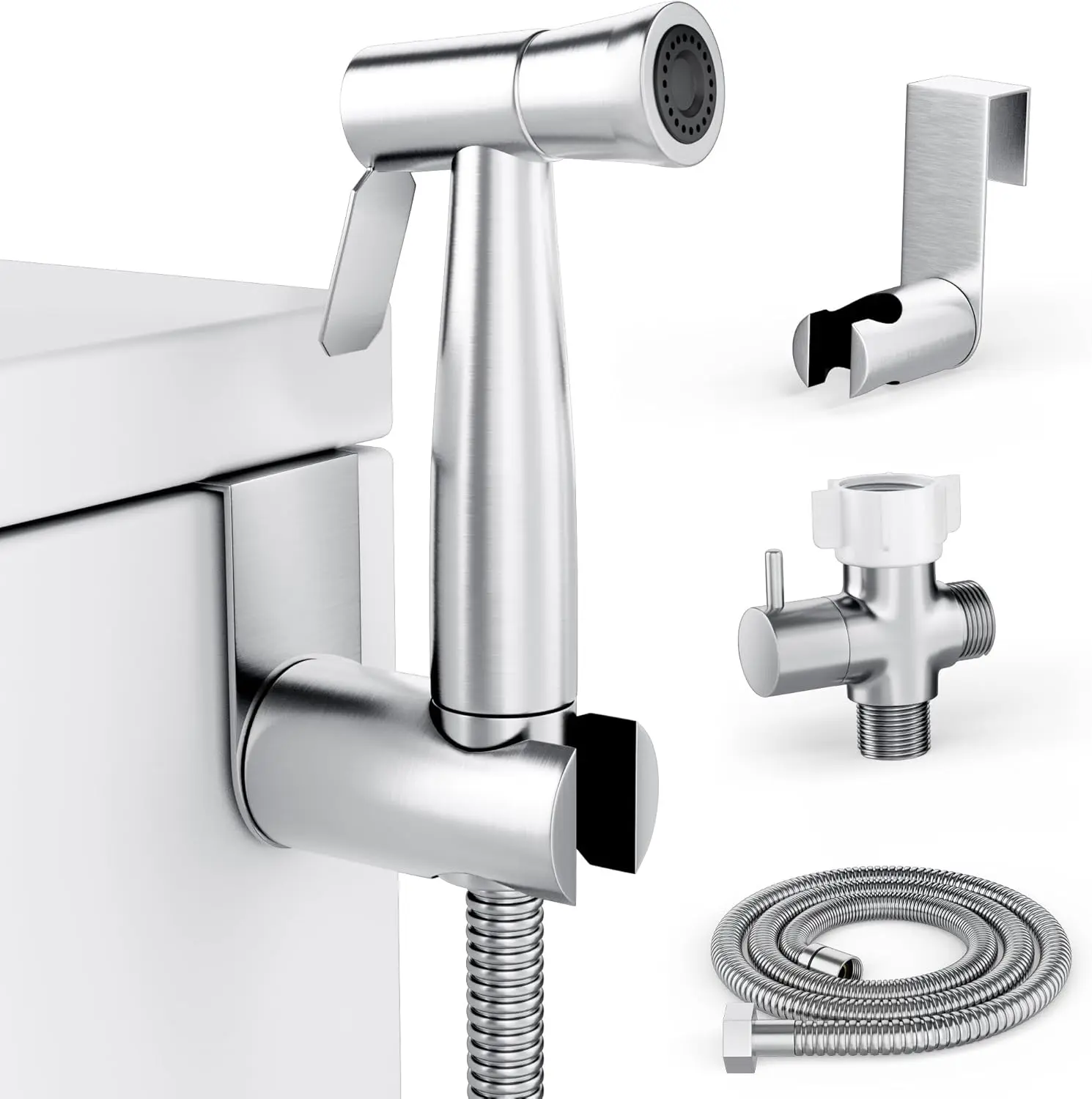 Bidet Sprayer for Toilet, Handheld Sprayer Kit, Cloth Diaper Sprayer Set - Easy to Install - Stainless Steel