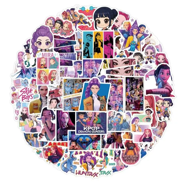 110PCs Pack Demon Cartoon Movie Hunters Stickers for Laptop Water Bottle Aesthetic Vinyl Waterproof Decals for Computer Scrapbooking Removable Durable Decals for Teens Girls KP100