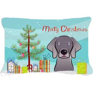 Carolines Treasures  Christmas Tree & Weimaraner Fabric Decorative Pillow