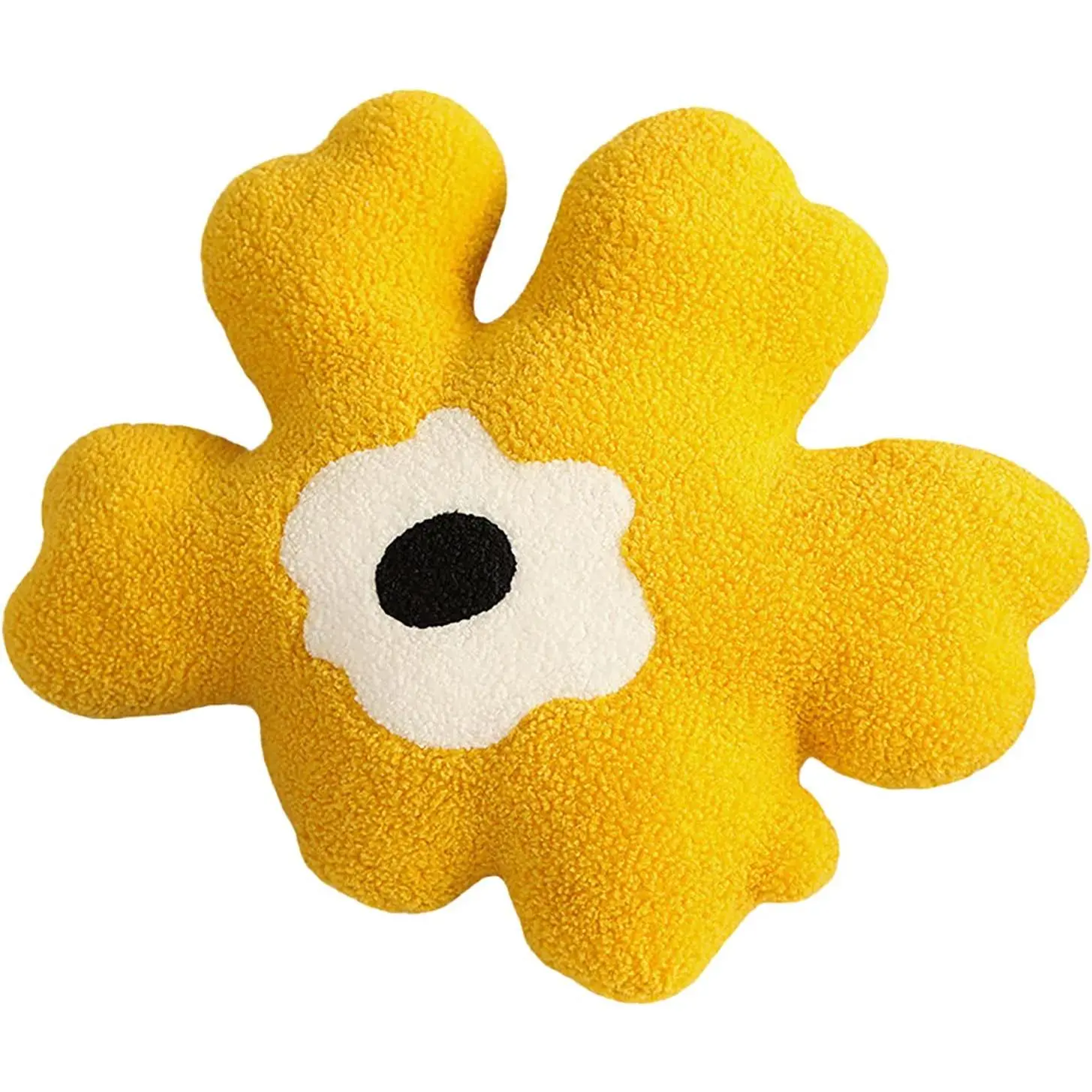 Plush Flower-Shaped Plushies Waist Back Cushion, All-Match Creative Female Indoor Pillow, Yellow and White Home & Party Gift