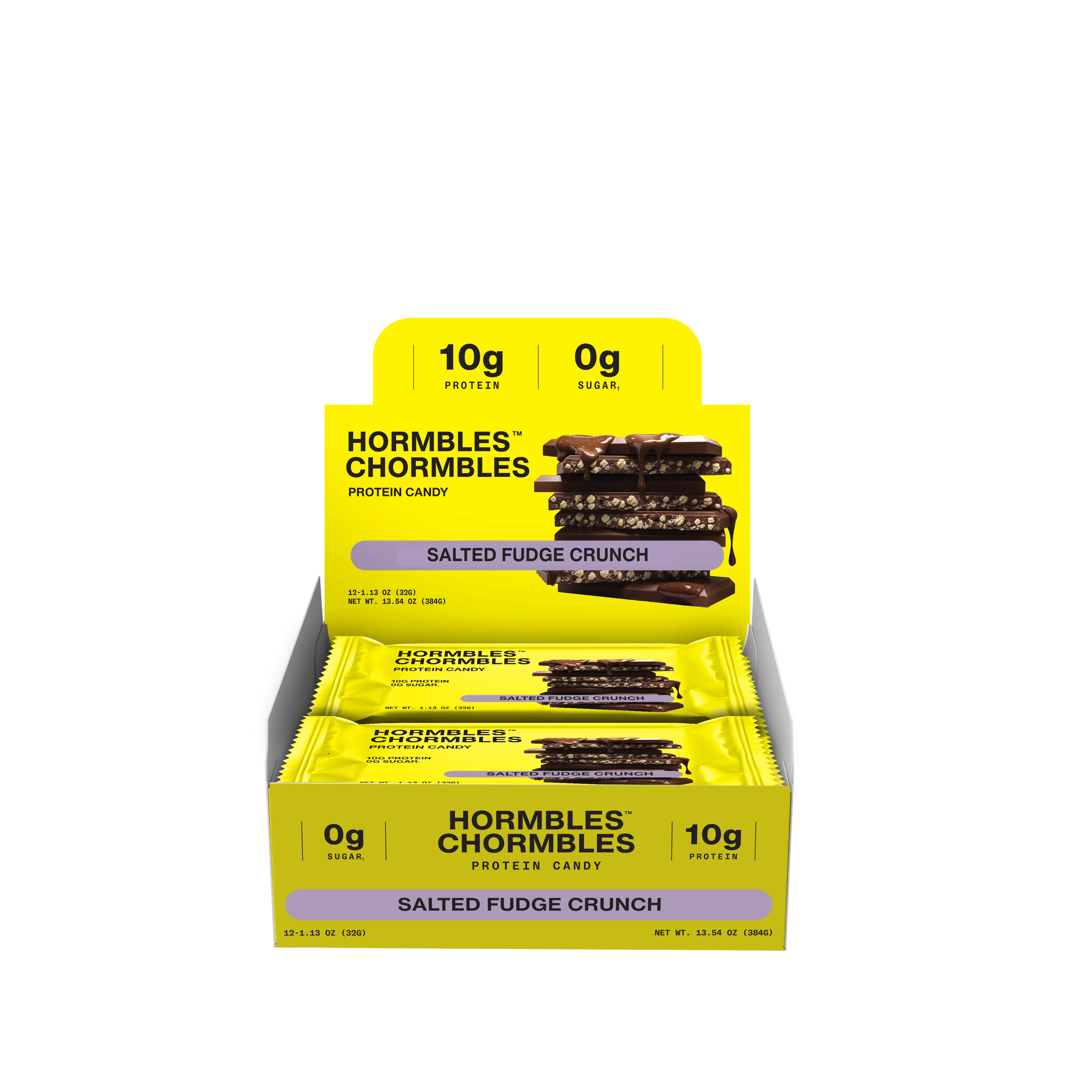 Hormbles Chormbles Protein Candy Bars - Salted Fudge (10g Protein, 0g Sugar, Keto Friendly) - 12 Pack Box (1.13 oz Bars)
