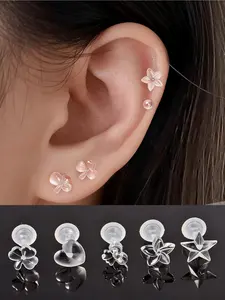 10PCS/Lot Mix Styles Hypoallergenic Simple Plastic Earrings Clear Ear Pins Needle and Resin Earring Backs DIY Ear Accessories