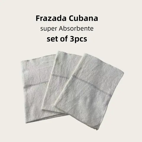 100% Cotton Cuban Style Rectangular Cleaning Cloths (Set of 3) - Reusable Absorbent Washcloths, Sturdy for Repeated Use, Soft Yet Effective, Gentle on Surfaces, Kitchen Home Care Wipe Clean Cloths