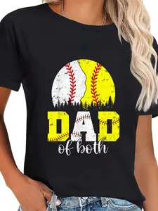 100% Cotton Dad Of Both Baseball Softball Gifts For Father's Day Daddy T-Shirt