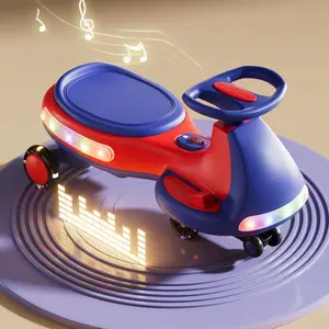 Light-Up Electric Wiggle Car with Pedal Gift for Christmas Day Birthday, Rechargeable Battery, 2-in-1 Swing Car, 2 Speed Ride-On Toy, Anti-Rollover, Flashing Wheels for Ages 3