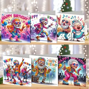 6-piece set of DIY diamond painting greeting cards, granny pattern diamond painting set greeting card blessings and wishes, irregularly shaped diamonds, paper materials, suitable for Christmas decoration, adult gifts for beginners, Diamond Painting Kits