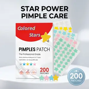 Colored Stars Shaped Hydrocolloid Pimple Patches - 200 Count Colorful Face Stickers for Blemishes & Zits, Absorbent & Non-Drying Skincare