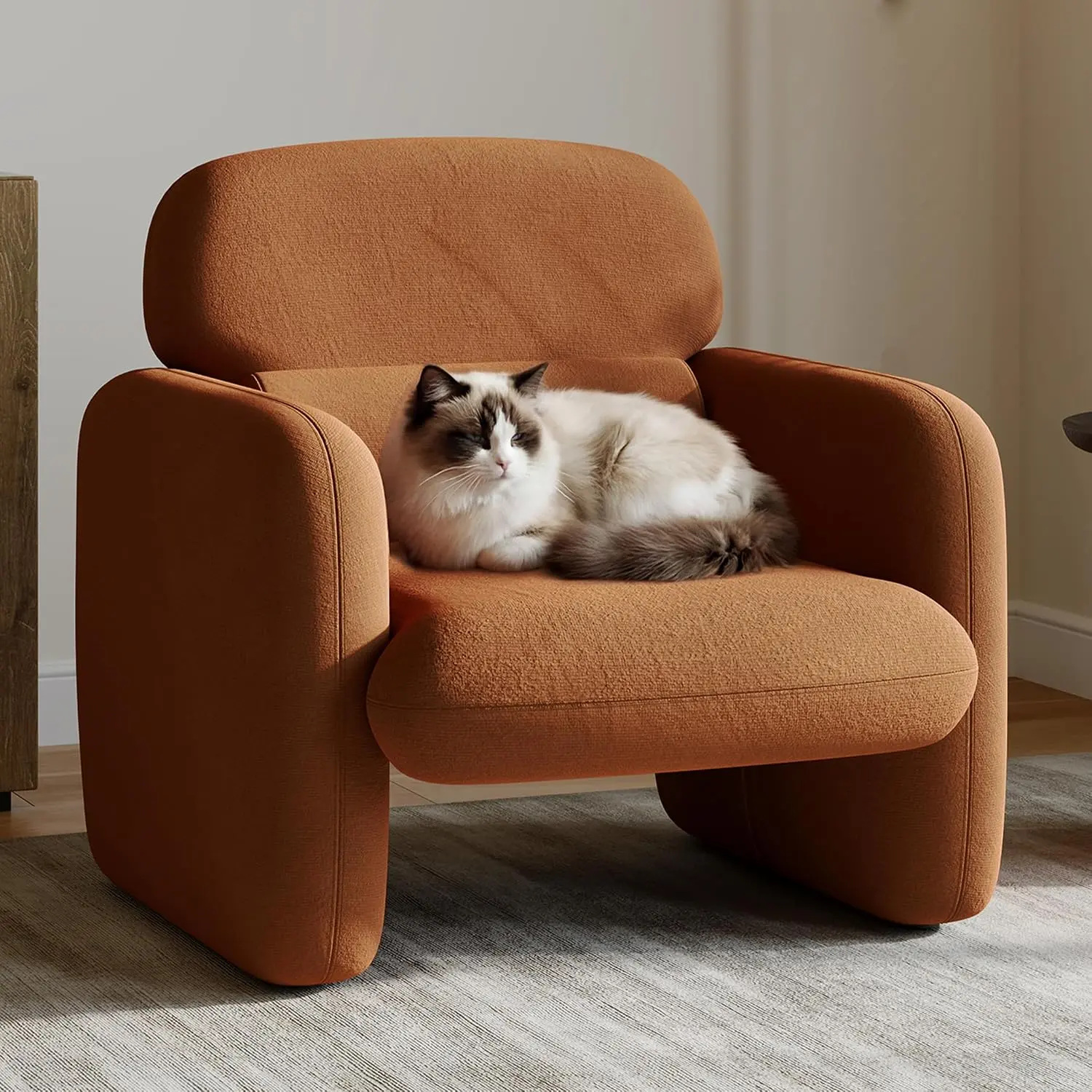 Garvee Modern Upholstered Accent Chair – Sturdy Wood Frame, Soft Padded Armchair for Living Room, Bedroom, or Apartment Corner – Space-Saving Leisure Chair
