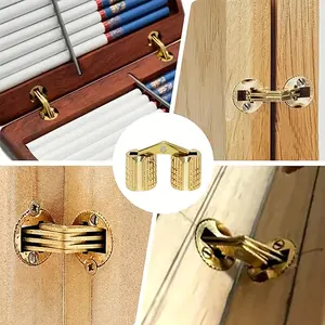 4-piece brass barrel-shaped hinges - Heavy-duty brushed-in-place door hinges, suitable for small wooden boxes, containers, cabinets, and drawers - Modern woodworking metal hinges (style)