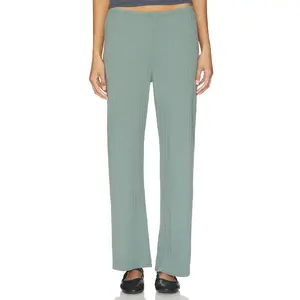 DONNI. The Pointelle Simple Crop Pant in Sage