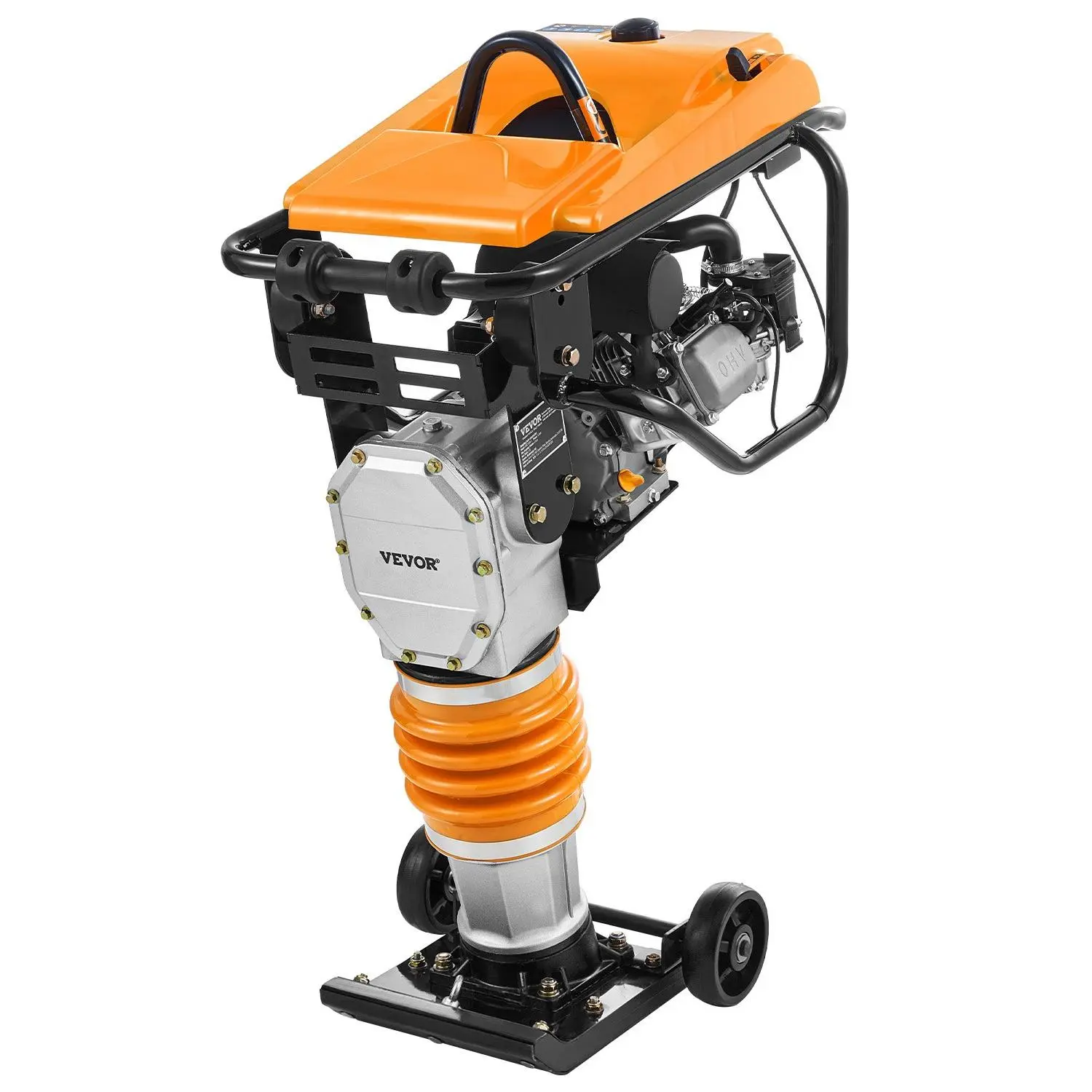 【DealsForYouDays】VEVOR Jumping Jack Compactor, 6.5 HP Vibratory Rammer Fuel-Powered 196 cc Engine Tamper, 3600 lbs Impact Force, 26 Max Compaction Depth, for Soil, Gravel, Footings, Concrete Slabs, and Foundations