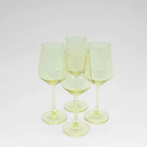 Colored Wine Glasses Lemon Drop - Set of 4