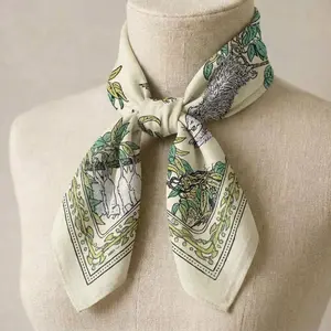 [Ship From US] Opossum Cotton Bandana – Treetop Storybook Design Head Scarf, Woodland Animal Hair Wrap, Cottagecore Nature Accessory