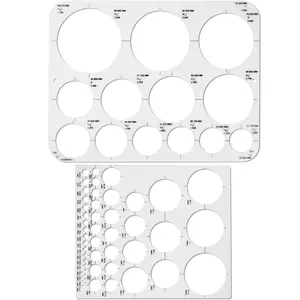 2 Pack Clear Soft Circle Stencil Template for Drawing, Geometric Architecture Drafting Circle Tools for Designing, Office, Studying