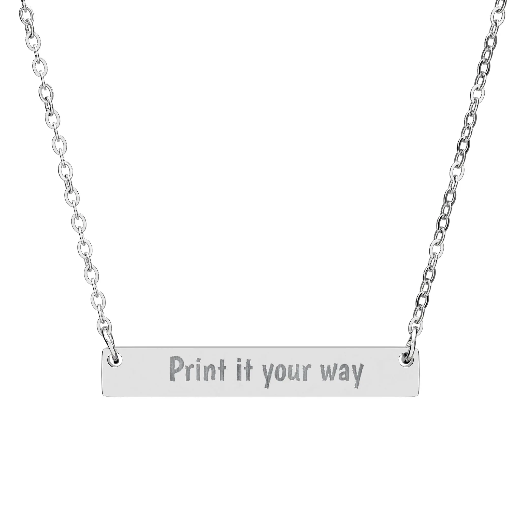 Engraved Horizontal Bar Necklace, Personalized Name Bar Necklace | Minimal Pendant
