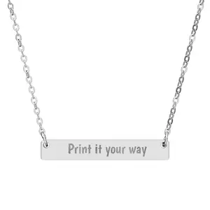 Engraved Horizontal Bar Necklace, Personalized Name Bar Necklace | Minimal Pendant