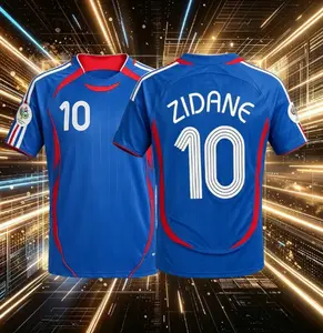 10# Zidane 2006 France National Home And Away Blue And White Short Sleeve Soccer Jersey Fans Version