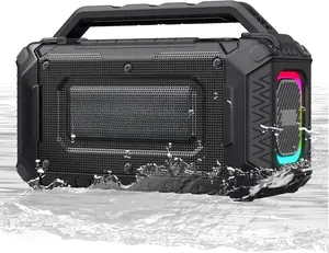 Portable  Speakers for Jobsite - 60W  Loud Outdoor Speaker with Bass,  Boombox w/Stereo Sound & RGB Lights, 12H Playtime, Durable for Work, Workshop, Garage, Camping