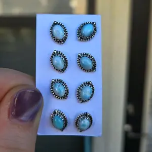 Larimar Sterling Silver Earring Studs