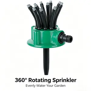 360° flexible lawn sprinkler, automatic 12-tube garden irrigation sprinkler head, equipped with grounding plug, garden sprinkler, suitable for lawns and plants