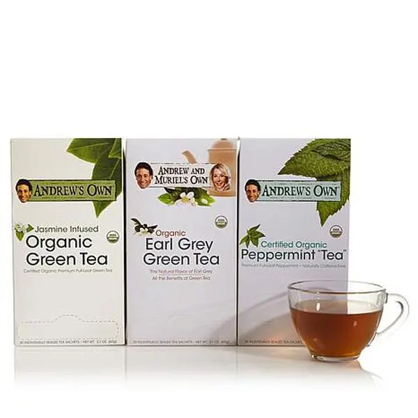 Andrew Lessman Variety Kit - Jasmine Green Tea AND Earl Grey Green Tea AND Peppermint Tea - 30 Sachets Each
