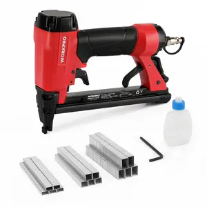 WORKPRO Pneumatic Staple Gun, T50 Upholstery Stapler with Staples, Rear Exhaust, for Carpentry, Woodworking and DIY Projects