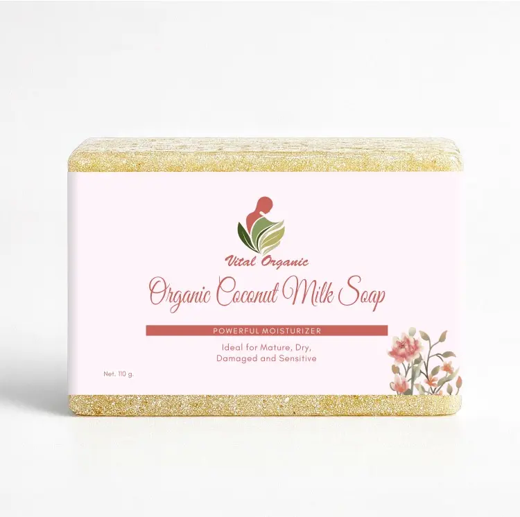 Organic Coconut Milk Soap, Moisturizing Cleansing Bar with Vitamins & All Natural Ingredients for Sensitive & Dry Mature Skin - 110g, Body Care, Natural Bar Soap, Sensitive Body Care