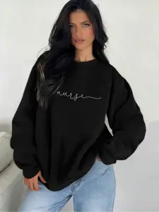 Nurse Emergency Room Icu Round Neck Sweatshirt, Cute Nurse Thank You Gift, Long Sleeve Casual Top for Women Fall & Winter