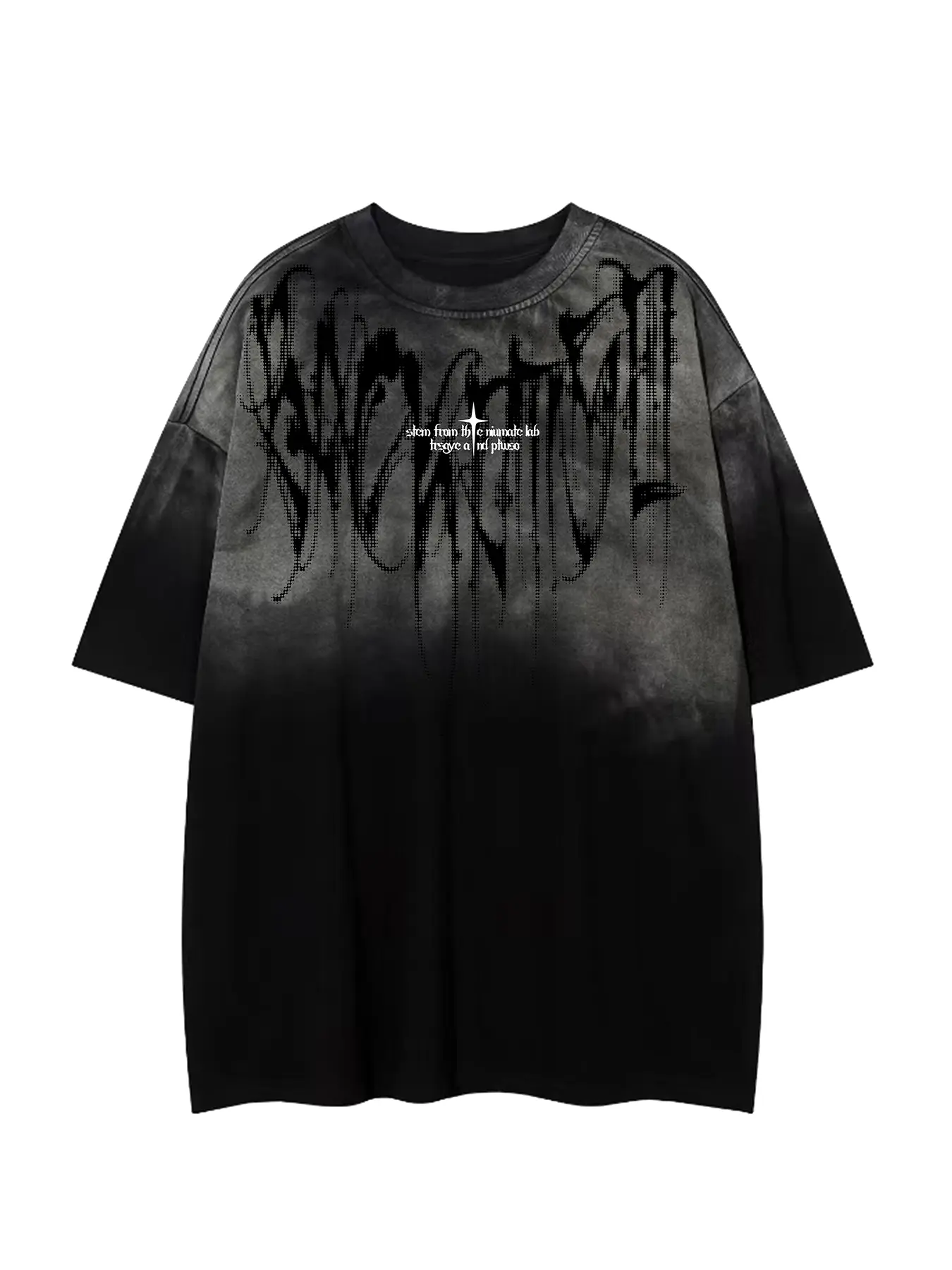 American Vintage Washed Tie-Dye Gradient Short Sleeve T-Shirt, Unisex Casual Loose Sleeve Fashion Round Neck Half Sleeve Tee, Trendy Streetwear