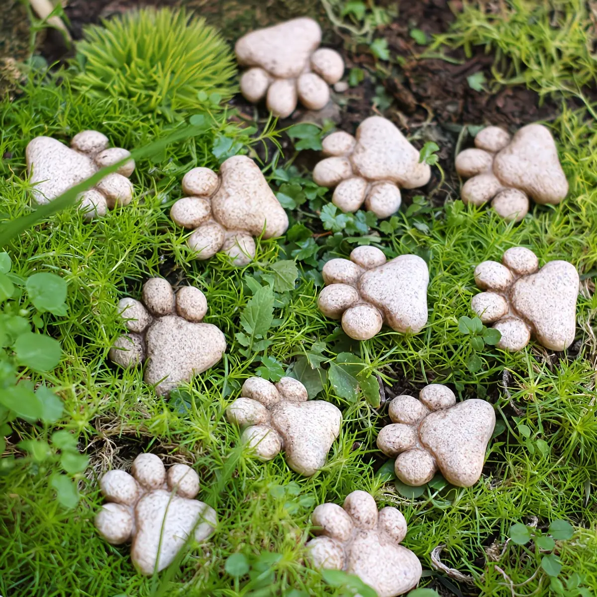 20pcs Cat Paw Stepping Stones Resin Garden Stepping Stones Outdoor Decorative Stones Resin Animal Sculptures for Garden, Lawn, Pathway, Bonsai Decorations, Cat Lover Holiday Souvenir