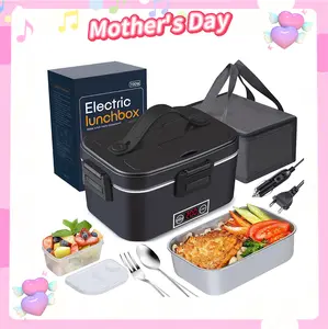 Nifogo Mother's Day Gifts 100W Electric Lunch Box 1.8L Portable Food Heater with Tableware & Lunch Bag for Car Home Office Travel Non Battery Powered Complete Set