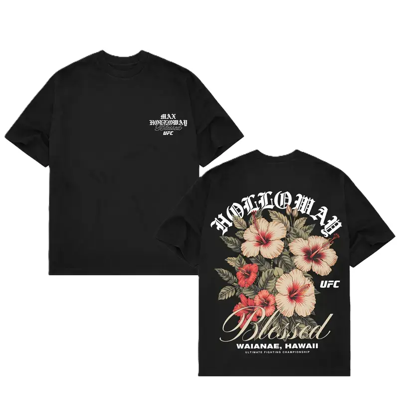 Max Holloway Blessed Hawaii Hibicus Double Sides T-Shirt, UFC Fan Blessed Tee, Bootleg UFC Tee, Max Holloway Vintage Tee, UFC Merch