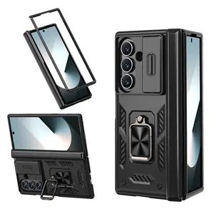 For Samsung Galaxy  Z Fold 7 Case with Hinge Protection, Heavy Duty Shockproof Cover with Ring Kickstand Case for Samsung Z Fold 6