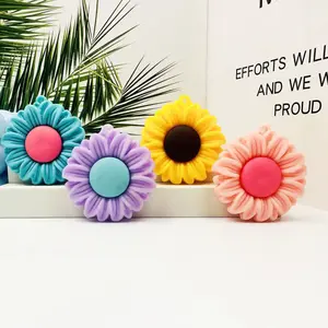 Cute Sunflower Keychain Pendant PVC Soft Rubber Cartoon Accessory Exquisite Realistic Mini Gift