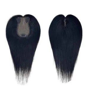 Real Human Hair Topper with Bangs – Volumizing High Root Lift Cover Gray Invisible Lightweight Top Piece for Women Thinning Hair