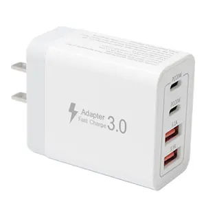 4 1 charging U.S Portable Adapter Charger, White, 2A2C Four-Port Fast Charging Adapter, Multi-device Charging at the Same Time, 4 in 1 Charger Cellphone Electronic Smartphone portable chargers