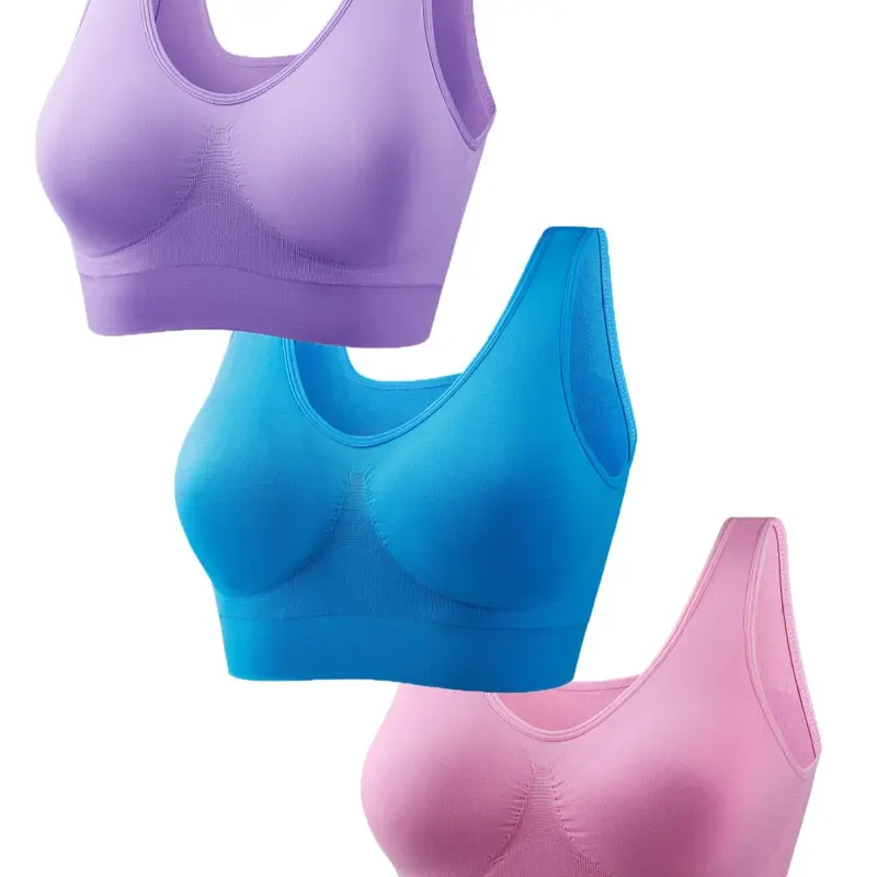 【Plus Size】 Solid Wireless Bra, Breathable Comfortable U Neck Bra, Women's Plus Size Lingerie for All Seasons, Breathable Comfy Bra, Breathable Fit Bra, No Underwire Bra, Casual Comfy Bra