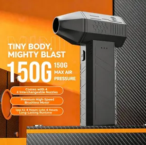 2026NEW Powerful Turbo Fan Mini Portable Jet Fan High-Speed Cordless Air Duster Type-C Rechargeable Adjustable Gears Hand Held for Keyboard PC Car Home Outdoor Leaf Blower Cool Gadgets Gifts for Men Pressure