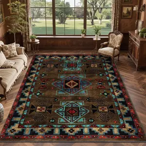 Exquisite square printed velvet carpet, Home Decor Rug, versatile decorative style for home, commercial and indoor use, available in multiple sizes, machine washable,soft and not easy to shed, convenient and practical.