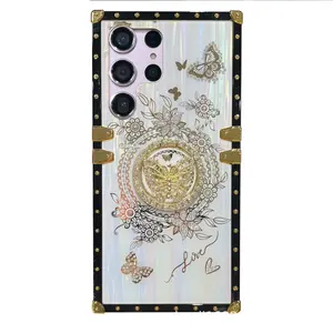 Suitable for Samsung S25 Mobile Phone Case New Straight Edge A54 Personality Bracket A13 Aurora Butterfly A53 Ring Mobile Phone Case Protective Cover