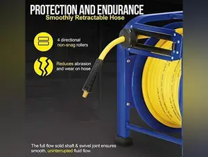 Goodyear Portable Industrial Retractable Air Hose Reel - 3/8" x 100' Ft, 3/8" MNPT Connections