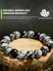 Natural Snowflake Obsidian Delicate Bracelet  Imagine the snowflake patterns spreading like starlight into the depths of your soul, awakening your inner transformative power. Handcrafted with meticulous detail, perfect for stacking / unique everyday wear