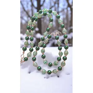 Green Beaded Jewelry Set   (4788)