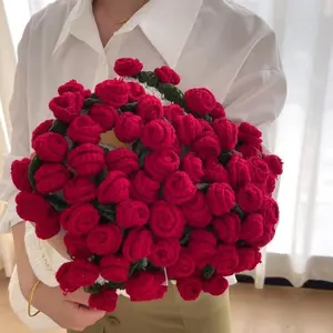 【Valentine's Day】Rose hand-woven blanket, pure handmade blanket, can be turned into a bouquet of roses blanket,a gift for the object, mother, elders, a special gift