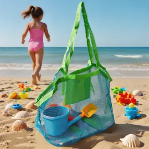 Large-Capacity Mesh Beach Bag, Travel Organizer, Mesh Toy Storage Bag, Foldable Swim Bag