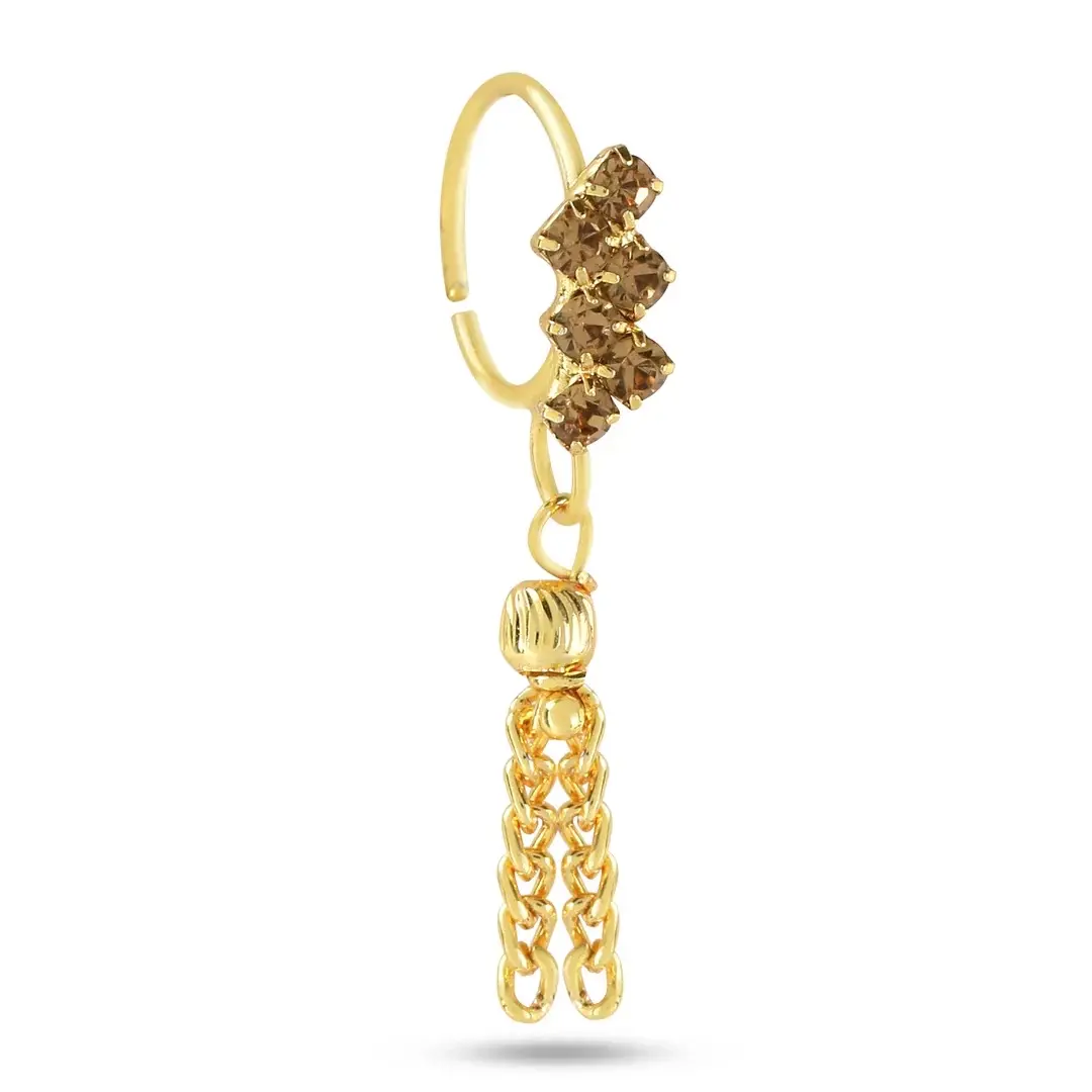 Brown Zig Zag Dangling Nose Ring
